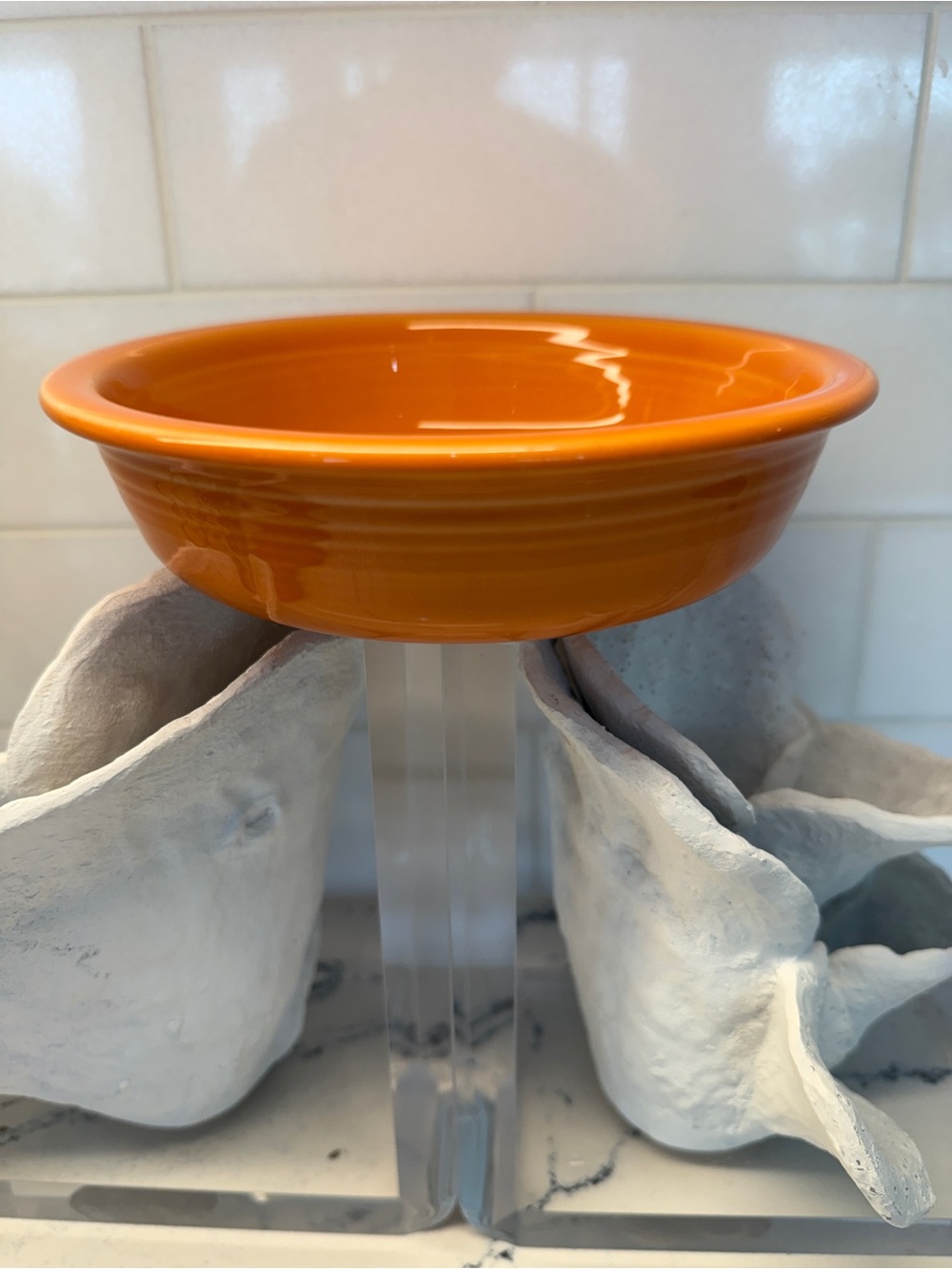 Fiesta Homer Laughlin tangerine 7 in coupe cereal soup bowl retired made in USA